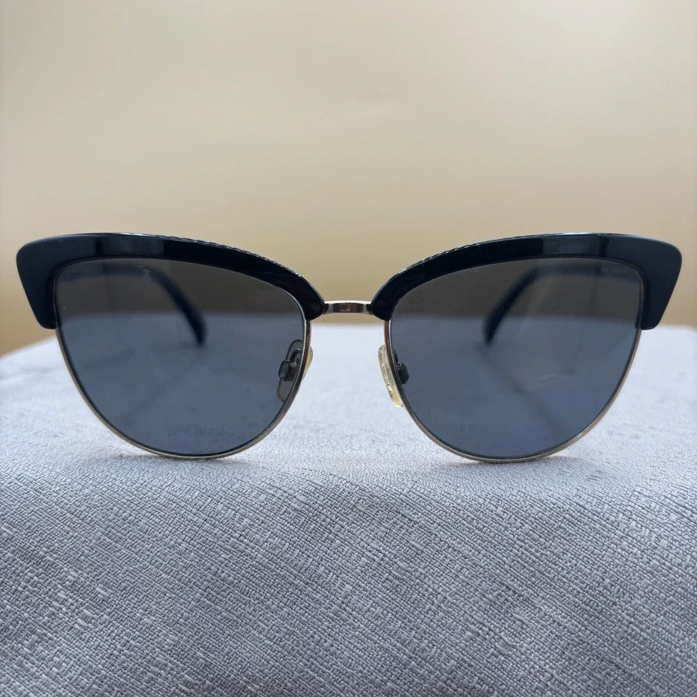 INVU Polarized Cat Eye Sunglasses Black Gold Swiss Eyewear Group 139-C1